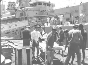 Al (centre) preparing for a bed pull to the top of the rock of Gibraltar in 1981.