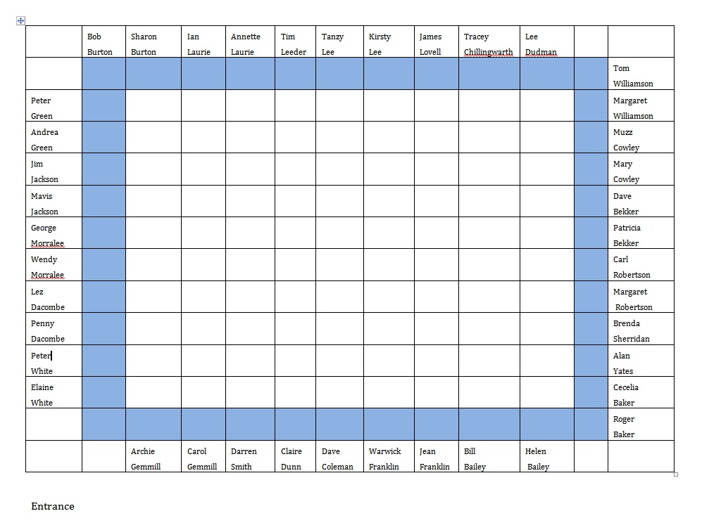 Dinner 2014 Seating Plan